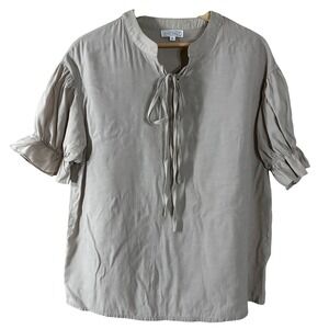 Sweet‎ Salt Women's Top Beige Drawstring Tie Ruffles Sleeves Minimalist Size XS
